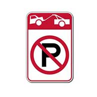 California State (R26K) No Parking Tow-Away Symbol Signs 12x18 - Reflective Rust-Free Heavy Gauge Aluminum Parking Signs