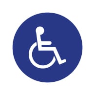 ADA International Symbol of Accessibility (ISA) Marker Sign for Restaurant Tables and Retail Environments - 1.25 inch diameter - Minimum order of ten signs