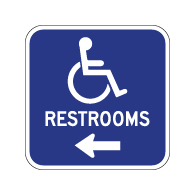 Outdoor Rated Aluminum Accessible Restrooms Sign - Left Arrow - 12x12 - Reflective Rust-Free Heavy Gauge (.063) Aluminum Restroom Signs