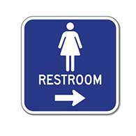 Aluminum Womens Restrooms Sign with Right Arrow - 12x12