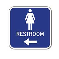Aluminum Womens Restrooms Sign - Left Arrow - 12x12