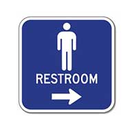 Outdoor Rated Aluminum Men's Restrooms Sign - Right Arrow - 12x12