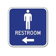 Outdoor Rated Aluminum Mens Restrooms Sign - Left Arrow - 12x12 - Reflective Rust-Free Heavy Gauge (.063) Aluminum Restroom Signs