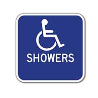 Outdoor Rated Aluminum Accessible Showers Sign - With or Without Directional Arrow - 12x12 - Reflective Rust-Free Heavy Gauge (.063) Aluminum Restroom Signs
