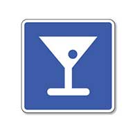 Bar and Alcohol Symbol Sign - 8x8- Non-Reflective Rust-Free .050 Gauge Aluminum Symbol Sign for Bars, Nightclubs and Alcohol Beverages