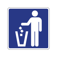 No Littering Symbol Sign - 8x8- Non-Reflective Rust-Free .050 Gauge Aluminum Symbol Sign for No Littering and Sign to indicate trash container locations