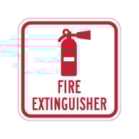 Fire Extinguisher Symbol with Text Sign - 12x12 - Reflective rust-free heavy-gauge aluminum Fire Extinguisher Location Signs