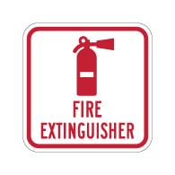 Fire Extinguisher Symbol with Text Sign - 12x12 - Reflective rust-free heavy-gauge aluminum Fire Extinguisher Location Signs