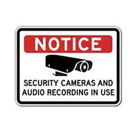 Notice Security Cameras And Audio Recording In Use Sign - 24x18 - Reflective rust-free heavy-gauge aluminum Security Signs