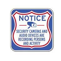 Notice Security Cameras And Audio Devices Are Recording Persons And Activity Sign - 18x18 - Reflective rust-free heavy-gauge aluminum Security Camera Signs