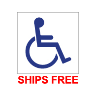 Package of 6 Labels for Restaurant Tables- with Wheelchair Symbol of Accessibility (ISA) printed in your choice of Blue, Black, Red or Green on a transparent adhesive label. Available in sizes from as small as 1x1 inch up to 6x6 inches.