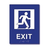 ADA Compliant Running Man Symbol Exit Sign with Tactile Text and Grade 2 Braille - 6x8