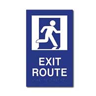 ADA Compliant Running Man Symbol Exit Route Sign with Tactile Text and Grade 2 Braille - 6x10