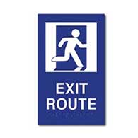 ADA Compliant Running Man Symbol Exit Route Sign with Tactile Text and Grade 2 Braille - 6x10