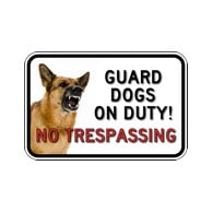 BuyNo Trespassing Guard Dog Photo Signs - 18x12 - Full-Color Reflective Aluminum Guard Dog Signs