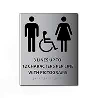 Custom ADA Signs - 3 Lines of Text with Pictograms and Braille - Brushed Aluminum