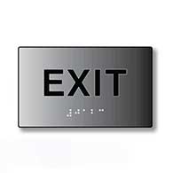 ADA Exit Sign with Tactile Text - Grade 2 Braille - 5x3 - Brushed Aluminum