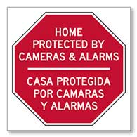 Window Decal or Label -Bilingual Home / Business / Property Protected With Cameras And Alarms (Package of 3)