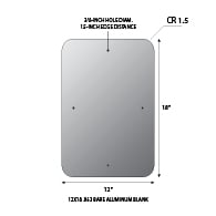 ALUMINUM BLANK 12X18 .063 1.5 CR STD HOLES