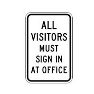 Buy All Visitors Must Sign In At Office Signs - 12x18 - Reflective Rust-Free Aluminum Property Signs