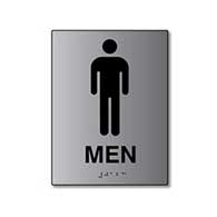 ADA Compliant Men's Bathroom Wall Sign - 6x8 Brushed Aluminum Material