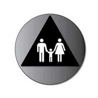 ADA Family Unisex Restroom Door Sign with Pictograms - 12x12- Brushed Aluminum