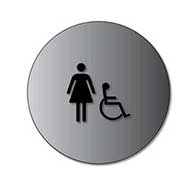 ADA Womens Restroom Door Sign with Female and Wheelchair Symbols - 12x12 - Brushed aluminum is an attractive alternative to plastic ADA signs