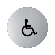 ADA Wheelchair Symbol Womens Restroom Round Door Sign - 12x12 - Brushed Aluminum