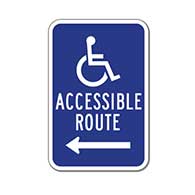 Wheelchair Accessible Route Sign - 12x18 - Left Arrow - Reflective Rust-Free Heavy Gauge Aluminum ADA Access Signs
