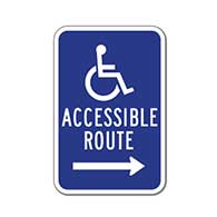 Wheelchair Accessible Route Sign - 12x18 - Right Arrow - Reflective Rust-Free Heavy Gauge Aluminum ADA Access Signs
