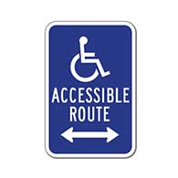 Wheelchair Accessible Route Sign - 12x18 - Double Arrow - Reflective Rust-Free Heavy Gauge Aluminum ADA Access Signs