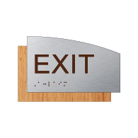 ADA Exit Sign - Designer Brushed Aluminum and Wood Laminates with Tactile Text and Braille