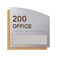 Custom Room Number & Name Sign with Name Slot - 8.5x8.5 - Brushed Aluminum & Wood Laminates