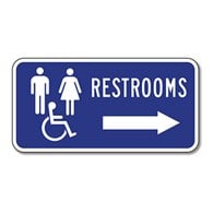 ADA Restroom Directional Sign - With or Without Directional Arrow - 12x12 - Outdoor Rated Reflective Rust-Free Heavy Gauge (.063) Aluminum Restroom Signs from STOPSignsAndMore.com