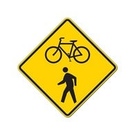 Bicycle And Pedestrian On Road Warning Signs - 24x24 - W11-15 MUTCD Official Reflective Rust-Free Heavy Gauge Aluminum Bicycle And Pedestrian On Road Warning Signs