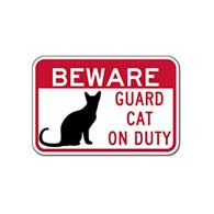 Buy Guard Cat On Duty Signs Signs - 18x12 - Full-Color Reflective Aluminum Guard Cat Signs
