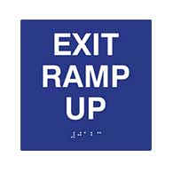 ADA Compliant Exit Ramp Up Signs with Raised Text and Grade 2 Braille - 6x6