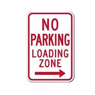 R7-6 No Parking Loading Zone Left Arrow Signs - 12x18 - Reflective Rust-Free Heavy Gauge Aluminum No Parking Signs