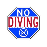 No Diving warning sign - 12x12