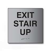 ADA Exit Stair Up Sign - 6x6 - Brushed Aluminum