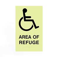 ADA Compliant Luminescent Area of Refuge Signs with Tactile Text and Grade 2 Braille