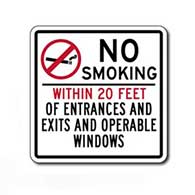 No Smoking Within 20 Feet Of Entrances And Exits And Operable Windows Sign - 8x8 - Non-reflective