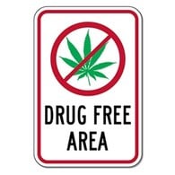 Drug Free Area Leaf Sign - 12x18 - Reflective