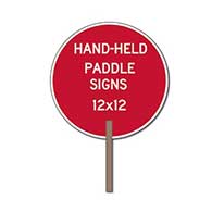 Custom Two-Sided Circle Shape Paddle Signs - 12x12 Custom Reflective Aluminum STOP Sign Paddles