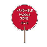 Custom Two-Sided Circle Shape Paddle Signs - 18x18 Custom Reflective Aluminum STOP Sign Paddles