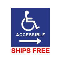 Window Decal - International Symbol of Accessibility (ISA) and text ACCESSIBLE with Right Arrow - 6x6