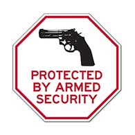 Protected By Armed Security STOP Signs with Gun Image - 18x18 - Reflective Rust-Free Heavy Gauge Aluminum Security Signs