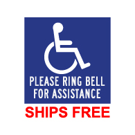 ADA Please Ring Bell For Assistance Wall Labels - 9x9