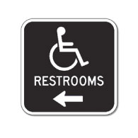 Outdoor Rated Aluminum Accessible Restrooms Sign - Left Arrow - 12x12 - Reflective Rust-Free Heavy Gauge (.063) Aluminum Restroom Signs