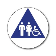 ADA Unisex Restroom Door Sign | ISA & Pictograms-Reverse Triangle Color 12x12